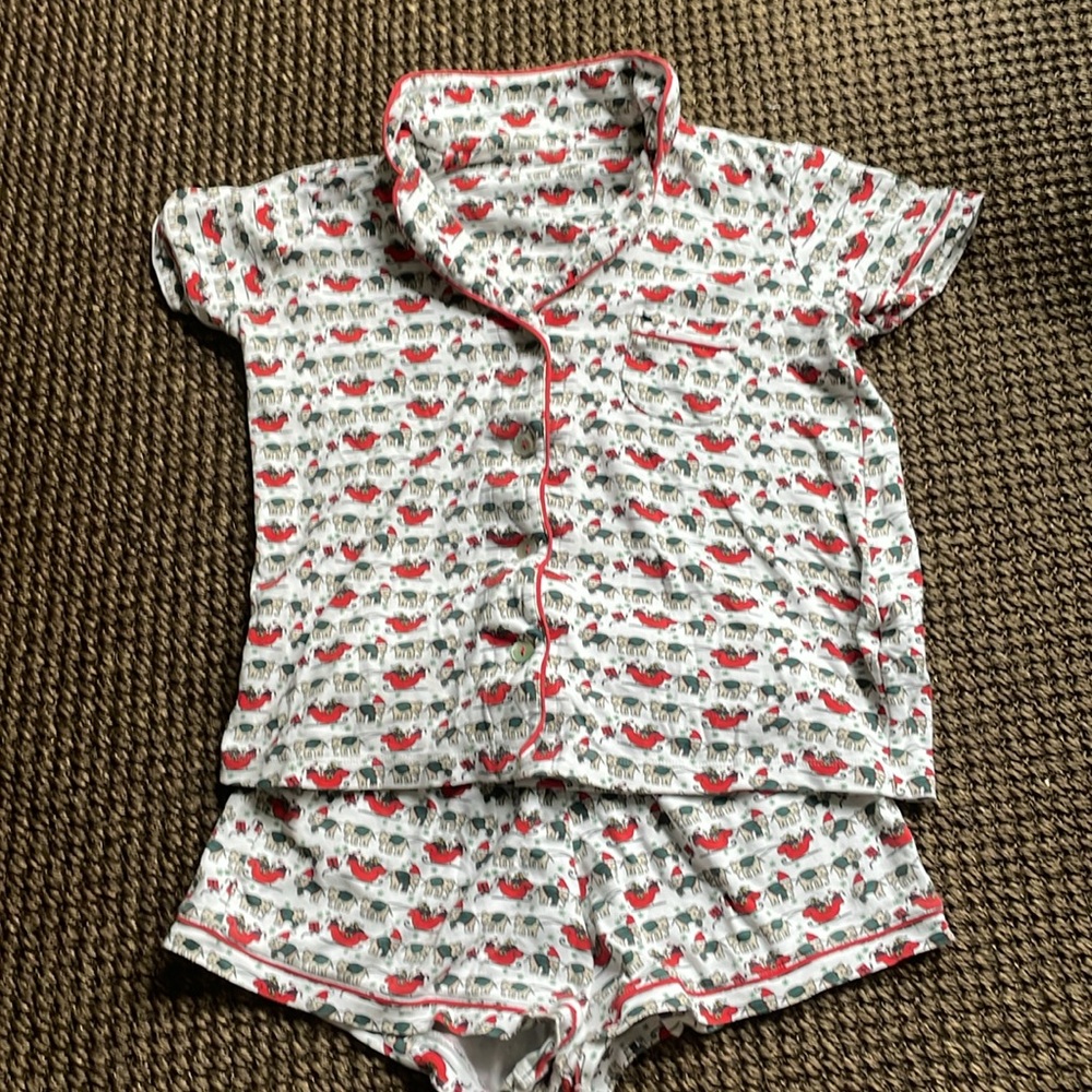 Roller rabbit Christmas elephant pajamas shorts and shorts sleeve set